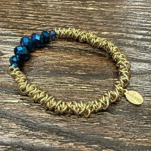 Disney Gold and Blue Beaded Stretchy Bracelet